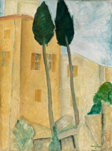 Amedeo Modigliani - Cypresses and Houses at Cagnes, 1919