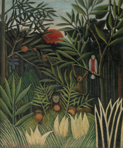Henri Rousseau - Monkeys and Parrot in the Virgin Forest (Singes et perroquet dans la forêt vierge), c. 1905–1906