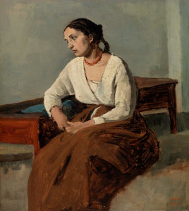 Jean-Baptiste-Camille Corot - Melancholy Italian Woman (Rome) (Italienne mélancolique [Rome]), 1826–1827