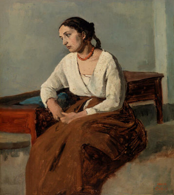 Jean-Baptiste-Camille Corot - Melancholy Italian Woman (Rome) (Italienne mélancolique [Rome]), 1826–1827
