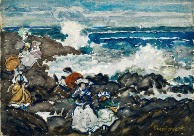 Maurice Prendergast - Rocks, Waves and Figures, c. 1902–1904